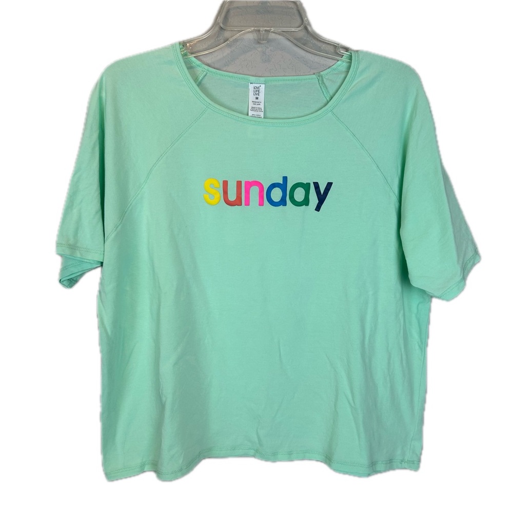 Love Life Live Sunday T-shirt Loungewear PJ Pajama Top Womens size Medium M